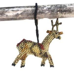 REINDEER SEED BEAD ORNAMENT Hand beaded in Guatemala